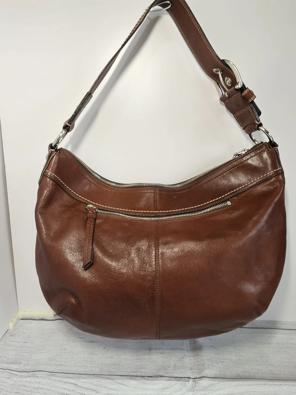 VTG Coach Soho Pleated Brown Leather Hobo Shoulder Bag